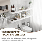 55 Inch Floating Shelves, 12 Inch Deep Floating Shelves for Wall, Floating Shelf with Invisible Brackets, 55 Inch Wide x 12 Inch Deep Wall Shelves for Bathroom, Bedroom, Living Room,1 Pack,White