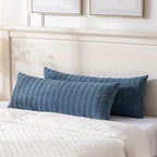Fancy Homi Dusty Blue Long Body Lumbar Decorative Throw Pillow Covers 20x54 Inch for Bed Couch Bedroom Bench, Soft Corduroy Rectangle Solid Pillow Case, Rustic Farmhouse Boho Room Decor