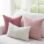 Topfinel Pink Throw Pillow Covers 22x22 Set of 4,Double-Design Decorative Throw Pillow Covers,Dustypink Soft Corduroy Home Decor Cushion Cases for Couch Living Room Bedroom and Sofa(55 * 55 cm)