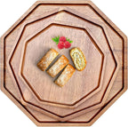 Set of 3 Acacia Wood Serving Trays Cheese Platters Party Hosting Essentials Gifts Charcuterie Board for Vegetable Fruit Food Round Tray Wooden Appetizer Platter Christmas Plates Dish Serving Boards