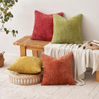 MIULEE Pack of 4 Fall Burnt Orange Couch Throw Pillow Covers 20x20 Inch Yellow Green Soft Decorative Chenille Pillows Farmhouse Accent Cushions for Boho Home Decor Spring Sofa Bedroom Living Room