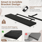 Floating Shelves for Wall with Invisible Brackets, Wall Mounted Engineered Wood Shelves with Wood Grain for Living Room, Bedroom, Bathroom, Kitchen Decor and Storage, Oak, 36"L Set of 2, Black