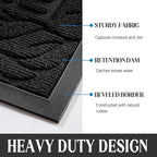 Yimobra Large Welcome Mat 47x32, Waterproof Non-Slip Outdoor Mats for Front Door Outside Entrance, Low-Profile Entryway Mat Indoor for Garage Patio, Black