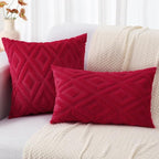decorUhome Christmas Couch Throw Pillow Covers 24x24 Set of 2, Decorative Soft Plush Faux Wool Neutral Accent Pillow Covers for Bed Sofa Living Room, Red