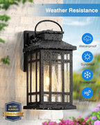 Outdoor Wall Lights Wall Mount, Dusk to Dawn Outdoor Lighting with Tempered Sleed Glass, Anti-Rust Black Outdoor Light Fixture, Modern Outside Porch Lights for House, Patio Exterior Wall Sconce