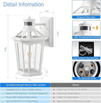 VIANIS Motion Sensor Outdoor Light Fixtures Wall Mount, 2 Pack White Dusk to Dawn Exterior Wall Lantern, Anti-Rust Wall Mount Lighting with Clear Glass Shade for House, Entryway, Front Door