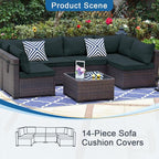14 PCs Patio Cushion Covers for 7 PCs Outdoor Furniture Sectional Seating Sets Water Resistant Plus 2 Throw Pillows (Gray, 24.8(L)*24.8(W)*3.14(T) inches)