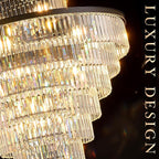 43.3" Large Crystal Chandeliers 28 Lights Black Modern Chandelier for Foyer Staircase High Ceiling 8 Tiers Round K9 Ceiling Pendant Lighting Fixture Luxury for Lobby Living Room