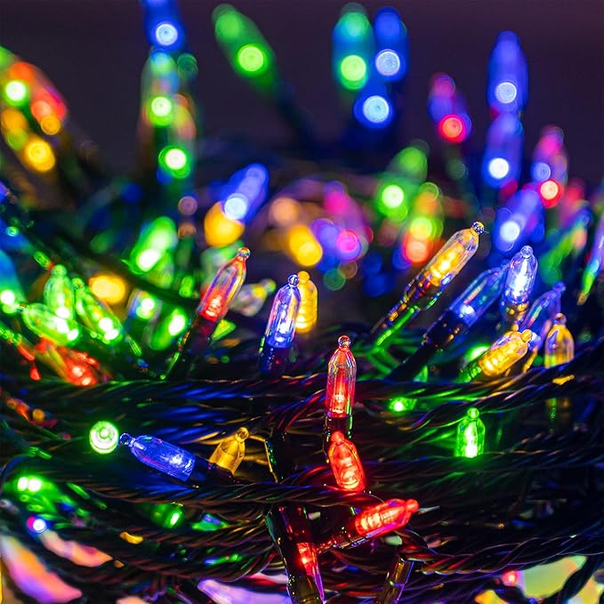 Dazzle Bright 200 LED Christmas Mini String Lights, 65FT Connectable Waterproof 8 Modes Fairy Lights for Indoor Outdoor Patio Garden Holiday Party Decorations (Multi-Colored)
