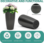 22.8" Resin Outdoor Planters (Set of 2) – Handmade Brushed Metal Finish Large Flower Pots, Durable & Weatherproof for Indoor/Outdoor Décor