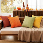 MIULEE Fall Decorative Throw Pillow Covers 20x20 Inch Set of 4, Vibrant Cushion Covers Vintage Retro Home Fall Decor Mix and Match Color Clash Design for Sofa Couch Bed Living Room Yellow Orange Rust