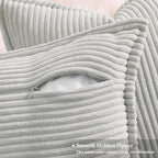 decorUhome Corduroy Grey Throw Pillow Covers 12x20 Set of 2 Decorative Soft Boho Farmhouse Lumbar Euro Couch Pillow Covers for Living Room Bed Sofa Broadside Striped Pillow Cases