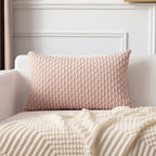 Kevin Textile Pack of 2 Corduroy Decorative Throw Pillow Covers 12x20 Inch Valentine' s Day Soft Boho Striped Pillow Covers Modern Home Decor Gifts for Spring Sofa Living Room Couch Bed Light Pink