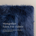 Phantoscope Faux Fur Solid Decorative Pillow Cover Fluffy Throw Pillow Mongolian Luxury Fuzzy Pillow Case Cushion Cover for Bedroom and Couch,Navy Blue 12 x 20 Inches
