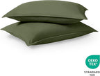 Bare Home Standard Pillow Sham Covers - Set of 2 - Premium 1800 Ultra-Soft Microfiber - Double Brushed - Stain & Fade Resistant - Bed Pillow Shams - Pillows Not Included (Set of 2, Cypress Green)