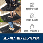 OLANLY Welcome Door Mat Indoor Outdoor Entrance, Heavy Duty Sturdy Front Door Mat, Waterproof All-Weather Doormat, Stain Resistant, Low Profile, Easy Clean Patio Entryway Mat, 36 x 24, Black