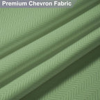 No Hook Shower Curtain, Green Modern Chevron Striped Luxury Hotel Style, Washable Waterproof Fabric for Bathroom, 15 Seconds Quick Install, 72W x 74L Inches