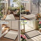 Yimobra Front Door Mat Outside Entrance 29.5x17, Waterproof Heavy Duty Outdoor Mats for Front Door, Non Slip Rubber Entry Mat for Garage Patio Indoor, Light Beige