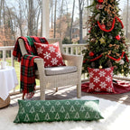 Reversible Christmas Pillow Covers 14x36, Chenille Double-Sided Snowflake & Tree, Cozy Farmhouse Holiday Throw Pillowcases with Hidden Zipper for Sofa, Couch and Bed(Green,36x14)