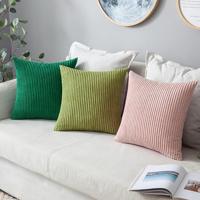 MIULEE Pack of 2 Pillow Covers Soft Soild Decorative Square Throw Pillow Covers Set Cushion Cases Pillowcases for Sofa Bedroom Car 20 x 20 Inch 50 x 50 Cm Grass Green