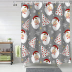 Grey Christmas Shower Curtain, Santa Claus Merry Christmas Tree Shower Curtains Set with Hooks, Winter Snowflake Waterproof Fabric Bathroom Curtains Decor Home Accessories, 60 X 72 Inch Long