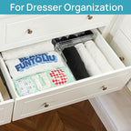 Vtopmart 8 Pack Drawer Dividers for Clothes, 4" High 10.2"-16.5" Adjustable Expandable Dresser Drawer Organizer, Clear Plastic Separators for Dresser, Baby Clothing, Underwear, Cosmetic, Toiletries