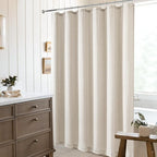 Extra Long Linen Shower Curtain 84 Inch Long Neutral Greige Tan Bath Shower Curtain Set with Hooks XLong Tall Country Farmhouse Boho Drapes for Bathroom, Greyish Beige, 72x84 Drapes