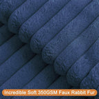 Double-Sided Faux Fur Plush Throw Pillow Covers 16x16 Set of 2 Fuzzy Striped Soft Cozy Pillowcase Luxury Decorative Pillows Square Fluffy Cushion Cover for Couch Sofa Bed,Navy Blue