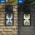 WL0009 Tiffany Style Outdoor Light Fixutres Stained Glass Wall Sconce Exterior Waterproof Wall Lantern Light for Balcony Aisle Hallway W 7X D 6 x H 12 Inches, Bulb Included (Chrolume)