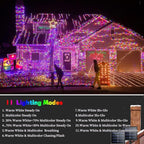 2 Pack 480 LED Solar Chrismas Lights Outdoor, 170 FT Solar String Lights for Outside with 8 Modes & Memory Function, Waterproof Twinkle Light for Xmas Tree Party Decorations (Warm White & Multicolor)