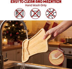 TJ POP Christmas Bell-Shaped Bamboo Serving Platter, Holiday Decorative Jingle Bell Candy Snack Tray, 10” x 9” Natural Wood Serving Tray Cute Charcuterie Board for Cheese, Cookies & Festive Displays