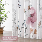 QiyI Floral Shower Curtain, 3D Embossed Butterflies Watercolor Wildflower Bathroom Curtain, Minimalist White Cloth Bath Curtains, Waterproof Fabric Textured Shower Curtain Set with Hooks, 72x72