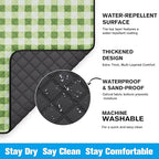 TigeJoy Small Picnic Blanket Waterproof 60x60, 5-Layer Thick Beach Blanket Sandproof, Gingham Picnic Blanket Outdoor Picnic Mat for Beach, Park, Grass, Travel, Hiking, Camping Essentials