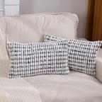 LUOYEHK Boho Throw Pillow Covers 12x20 Inch Set of 2 Chenille Tufted Pillowcase Farmhouse Neutral Cushion Covers for Couch Sofa Bed Living Room, Black Gray