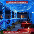 240ft Outdoor Christmas Lights, 750 LED Super Long String Lights 12 Modes & Timer Memory, Dimmable Outsite Waterproof Light Strings for Xmas Tree Garden Wedding Party Holiday Decorations Blue