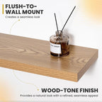 55 Inch Floating Shelves, 9.3" Deep Floating Shelf Wall Mounted, 56" Wall Shelves, Rustic Deep Bookshelf, Large Display Shelves & Storage Shelves for Bedroom, Living Room, Light Brown, Set of 1