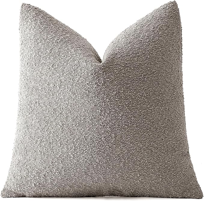 MIULEE Textured Boucle Throw Pillow Cover Silver Grey Accent Solid Eruo Sham Pillow Case Decorative Soft Pack of 1 Couch Cushion Chair Sofa Bedroom Livingroom Home Decor,24x24 Inch