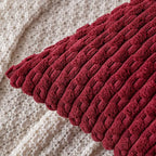 MIULEE Christmas Wine Red Throw Pillow Covers Soft Corduroy Decorative Set of 2 Boho Striped Pillow Covers Pillowcases Farmhouse Home Decor for Couch Bed Sofa Living Room 16x16 Inch