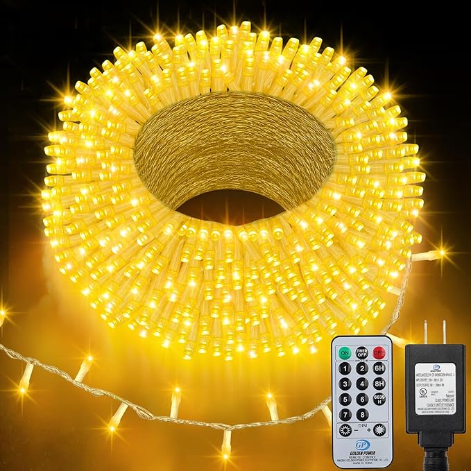 echosari 400 LED Christmas String Lights, Connectable Extra Long 66Ft Outdoor Christmas Tree Lights Plug in with Remote Timer for Patio Garden Tree Decor (Warm White)