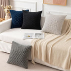 Kevin Textile Throw Pillow Cover Striped Pattern Decorative Soft Corduroy Cushion Covers Stripes for Living Room Set of 2 18x18 Inch Dark Grey