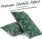 2 Pack Soft Chenille Christmas Reversible Throw Pillow Covers 12x20, Holiday Double-Sided Snowflake & Tree Cushion Cases for Sofa Couch Living Room(Green,20x12)