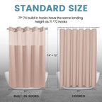 Blush Pink No Hook Shower Curtain with Snap in Liner,230GSM Waffle Weave Shower Curtains for Bathroom,71W x 74H
