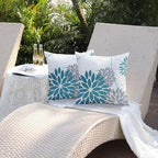 Blue and Grey Floral Pillow Covers 20x20 Set of 2 Outdoor Waterproof Decorative Throw Pillows Summer Pillow Covers Polyester Cushion Case Decor for Couch Patio Funiture Garden Porch 011A20