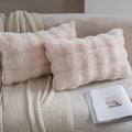 Neelvin Beige Faux Fur Cozy Soft Double-Sided Decorative Throw Pillow Covers 12x20 inch Set of 2,Velvet Pillowcase Cushion Case for Sofa Couch