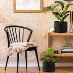 Ceramic Plant Pots, 8.1 + 6 Inch Planters for Indoor Plants, Modern Flower Pots for Plants with Drainage, Medium Cylinder Flower Pots for Indoor Plants, House Plants, Matte Black