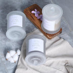 3 Pack Qtip Holder Dispenser, 16oz Bathroom Organizer and Storage Canisters, Glass Apothecary Jars with Lid - Home Decor, Room Decor Aesthetic (Frosted White)