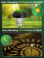 ROOR Ultra Bright Solar Pathway Lights, 12 Pack, Warm White, IP67 Waterproof, Modern Outdoor Garden Pathway Lights