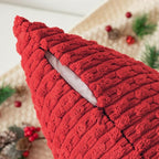 Kevin Textile Christmas Red Corduroy Decorative Throw Pillow Covers 24x24 Inch Pack of 2 Soft Boho Striped Pillow Covers Modern Farmhouse Home Decor for Autumn Sofa Living Room Couch Bed