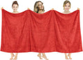 American Soft Linen Oversized Bath Sheet 40x80 Extra Large for Bathroom, 600 GSM 100% Cotton Turkish Jumbo Bathsheet Towels for Adults, Red Bath Sheet
