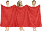 American Soft Linen Oversized Bath Sheet 40x80 Extra Large for Bathroom, 600 GSM 100% Cotton Turkish Jumbo Bathsheet Towels for Adults, Red Bath Sheet